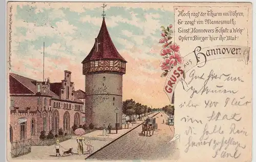 (115547) AK Gruss aus Hannover, Turm von Döhren, Litho 1900