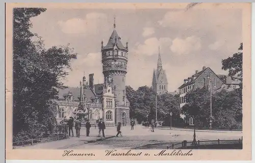 (115392) AK Hannover, Wasserkunst und Marktkirche 1910er