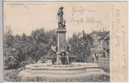 (115390) AK Hannover, Gänseliesel-Brunnen 1908