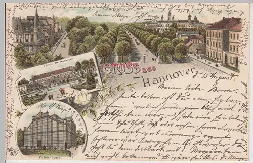 (114851) AK Gruss aus Hannover, Mehrbild Litho 1895