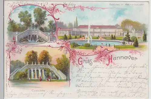 (113647) Künstler AK Gruß aus Hannover, Schloss Herrenhausen, Grotte 1896