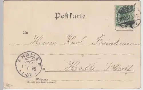 (113641) Künstler AK Gruß aus Hannover, Georgstraße, Cafe Kröpcke, Glitzer 1897