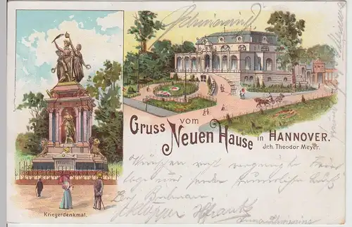 (113638) Künstler AK Gruß vom Neuen Hause in Hannover, Konzertcafé 1900