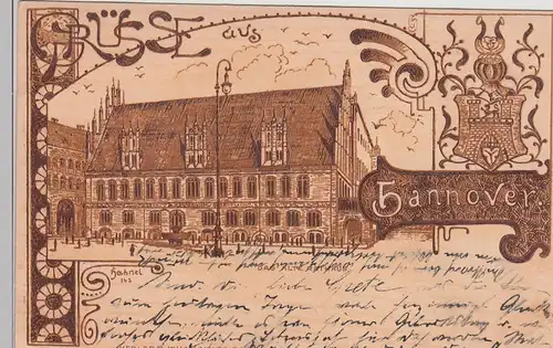 (113553) Künstler AK Hahnel, Hannover, Altes Rathaus, Wappen 1905