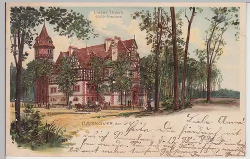 (113085) AK Hannover, Lister Turm, Litho 1898