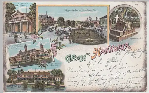 (111518) AK Gruß aus Hannover, gesprengtes Grab, Mausoleum, Königsworther Platz