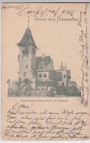 (111232) AK Gruss aus Hannover, Berg-Gasthaus Niedersachsen, 1902