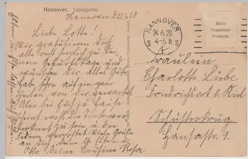 (106365) AK Hannover, Leinepartie 1920