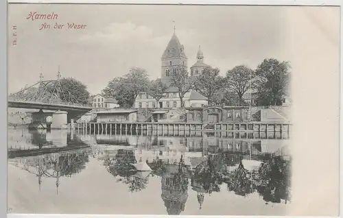 (74686) AK Hameln, Partie an der Weser, bis 1905