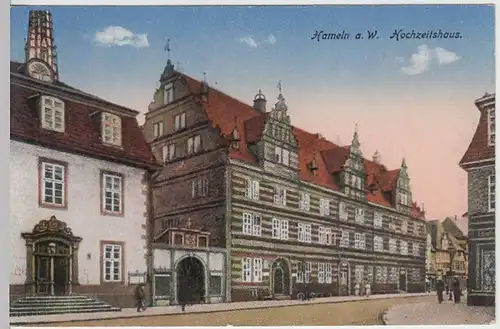 (34547) AK Hameln, Hochzeitshaus, 1923, Infla-Marken nicht gestempelt