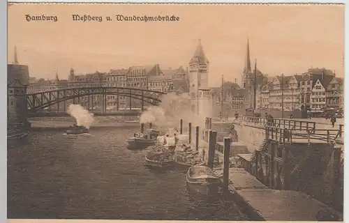 (97227) AK Hamburg, Meßberg und Wandrahmsbrücke, vor 1945