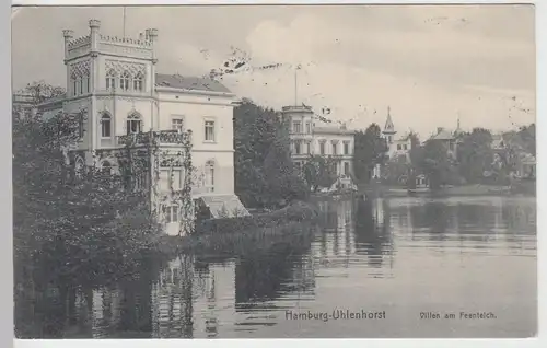 (93544) AK Hamburg Uhlenhorst, Villen am Feenteich 1910