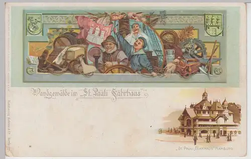 (91357) Künstler AK Hamburg, Fährhaus, Wandgemälde, bis 1905