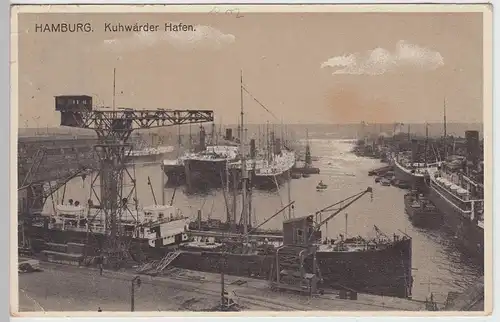 (91356) AK Hamburg, Kuhwerder Hafen, Kran 1913