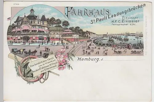 (91352) Künstler AK Hamburg, Fährhaus, Landungsbrücken, bis 1905