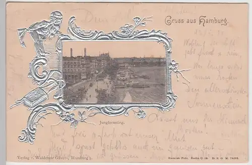 (91343) AK Gruß aus Hamburg, Jungfernstieg, Prägekarte, Silber 1898