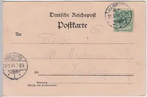 (91343) AK Gruß aus Hamburg, Jungfernstieg, Prägekarte, Silber 1898