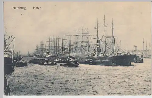 (91339) AK Hamburg, Hafen, Segelschiffe, Lastkähne 1912