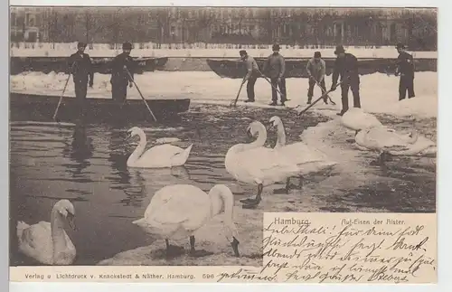 (85322) AK Hamburg, Auf-Eisen der Alster, 1902