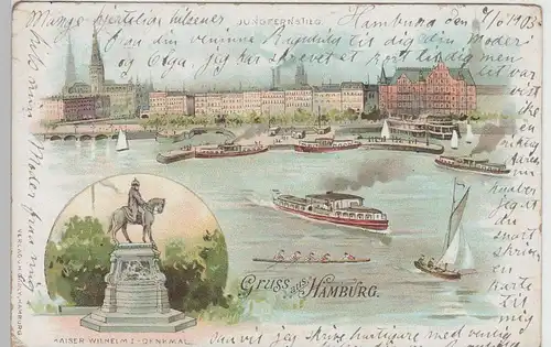 (83661) AK Gruss aus Hamburg, Jungfernstieg Litho 1903