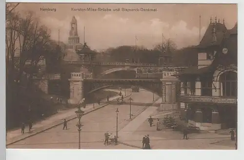 (78059) AK Hamburg, Kersten Miles-Brücke u. Bismarck-Denkmal, vor 1945