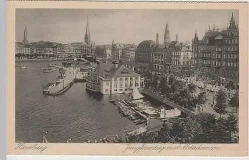 (66451) AK Hamburg, Jungfernstieg mit Alsterdamm, aus Leporello vor 1945