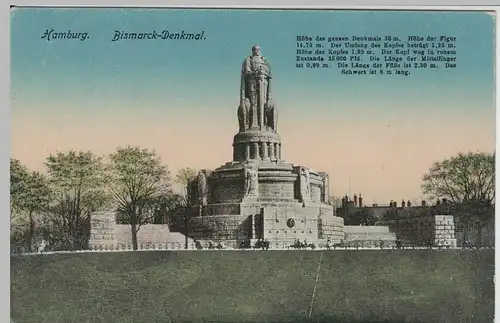 (66444) AK Hamburg, Bismarckdenkmal vor 1945