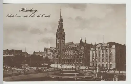 (66439) Foto AK Hamburg, Rathaus mit Reichsbank, 1920er