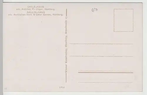 (66433) AK Hamburg, Wolkenkratzer - Chile-Haus, Ballin-Haus, vor 1945