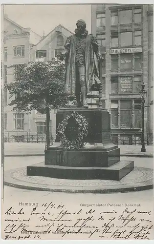 (63569) AK Hamburg, Bürgermeister Petersen Denkmal 1901