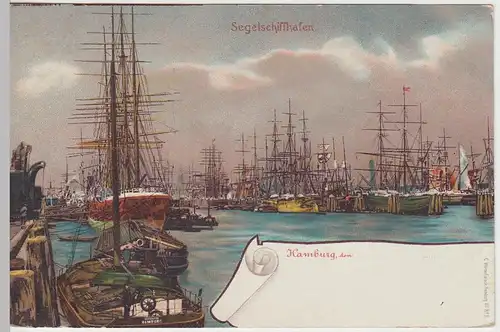 (57966) AK Hamburg, Segelschiffhafen, Litho um 1900