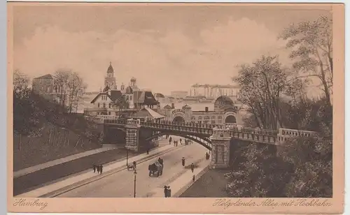 (53882) AK Hamburg, Helgoländer Allee mit Hochbahn, vor 1945