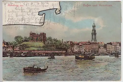 (19315) AK Hamburg, Hafen, Vorsetzen, Litho 1900