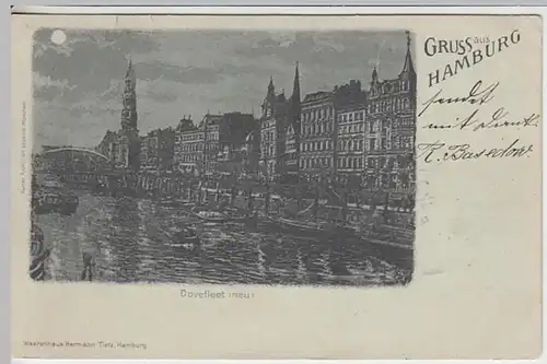 (19272) AK Gruß aus Hamburg, Dovefleet, Mondscheinkarte 1898