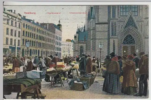 (16323) AK Hamburg, Hopfenmarkt, Straßenhändler 1910