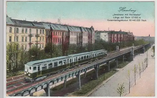 (114951) AK Hamburg, Isestraße mit Hochbahn 1911