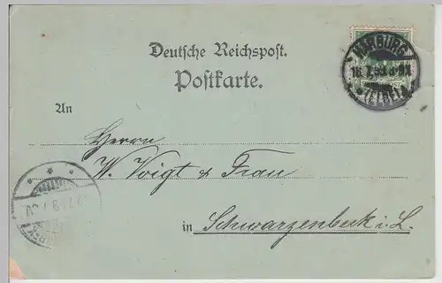 (114938) AK Hamburg, Gruss aus Harburg, Post, Mondscheinkarte 1899