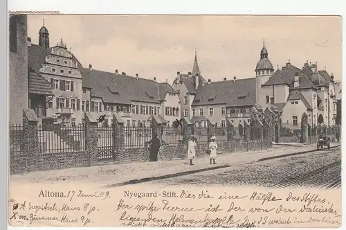 (113270) AK Hamburg, Altona, Nyegaard Stift, gelaufen 1909