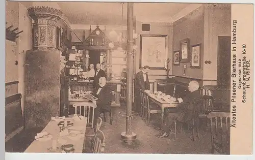 (112624) AK Hamburg, Bierhaus i.d. Schauenburgerstraße, Inneres 1913