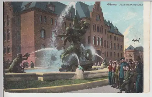 (112616) AK Hamburg Altona, Stuhlmannbrunnen, Feldpost 1915