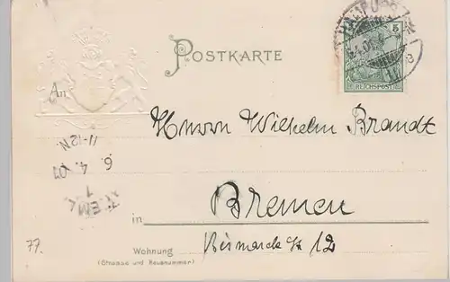 (112582) AK Hamburg, Deutsches Schauspielhaus, Wappen, Golddruck 1901