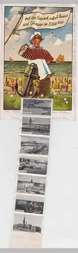 (112148) Künstler AK Gruß aus Hamburg, Seemann, Seesack mit Leporello 1956