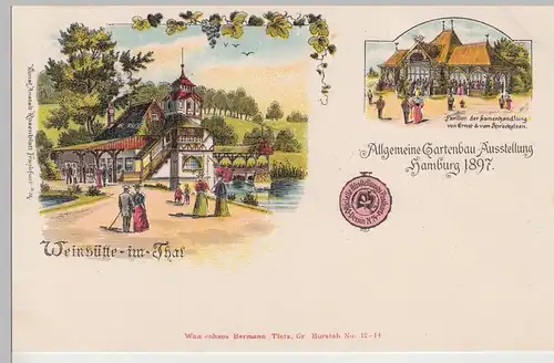 (111927) AK Hamburg, Weinhütte im Thal, Allg. Gartenbau-Ausst., Litho 1897