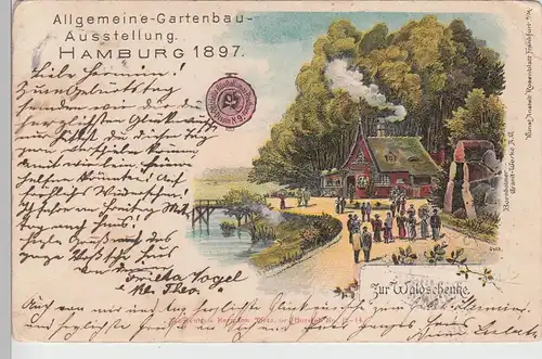 (111922) AK Hamburg, Zur Waldschenke, Allg. Gartenbau-Ausst., Litho 1897