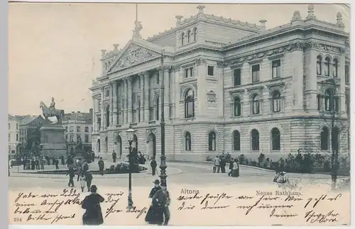 (111459) AK Hamburg, Altona, Neues Rathaus, Denkmal Kaiser Wilhelm I., 1901