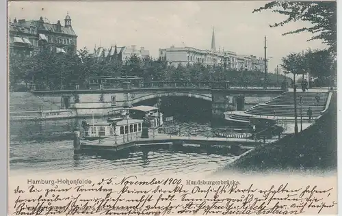 (110929) AK Hamburg Hohenfelde, Mundsburger Brücke, 1900