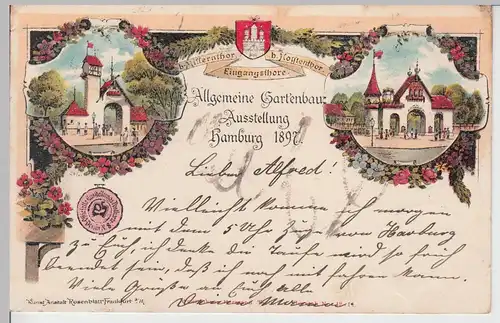 (110073) Künstler AK Allgemeine Gartenbau Ausstellung Hamburg 1897, gelaufen 189