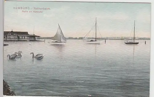 (110057) AK Hamburg, Rotherbaum, Alster, Segelboote, Vignetten, Reklamemarken, u