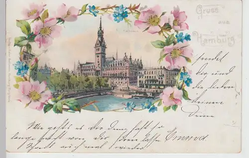 (109936) Künstler AK Gruß aus Hamburg, Rathaus 1902