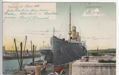 (109644) AK Hamburg, Kuhwerder Hafen 1904